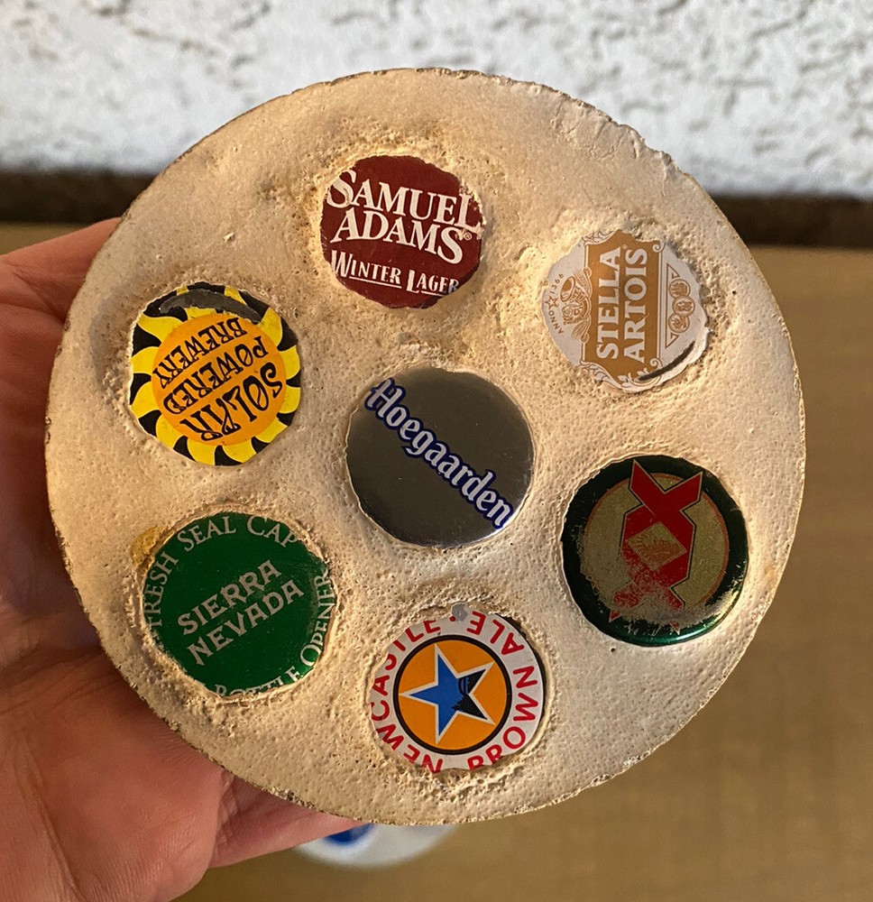 4pcs - Handmade Beer Cap Coasters Corked Back 3-7/8in D Various Makers
