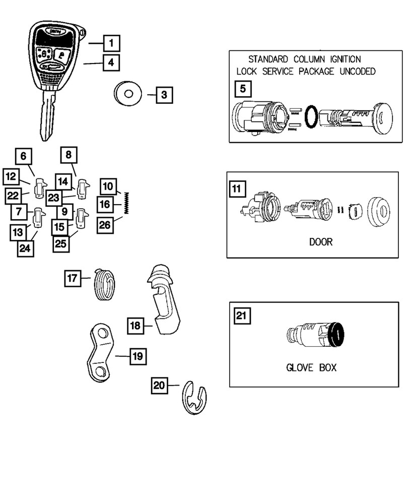 Genuine Mopar Blank With Transmitter Key 5183349AC