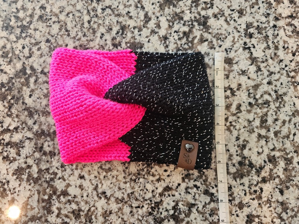 Hand knit twisted ear warmer