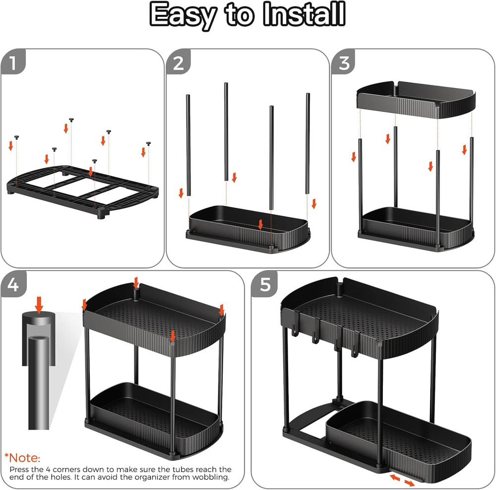 2 Pack Multi-Purpose Pull-Out Storage Organizers, under Sink Organizers and S...