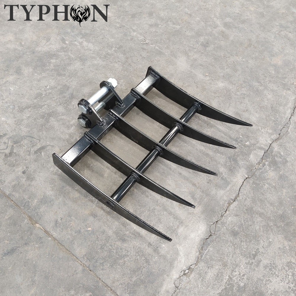 Mini Excavator Attachment TYPHON Rake for Grading, Leveling, Loosening, Removing