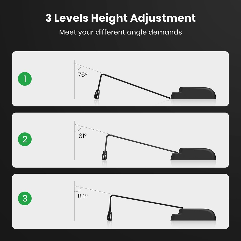 Compact Keyboard Stand w/Silicone Wrist Rest & 3-Level Height Adjustment Klea...
