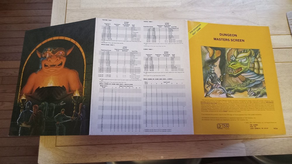 Dungeon Masters Screen "For Advanced D&D Game" - TSR Games (1981)