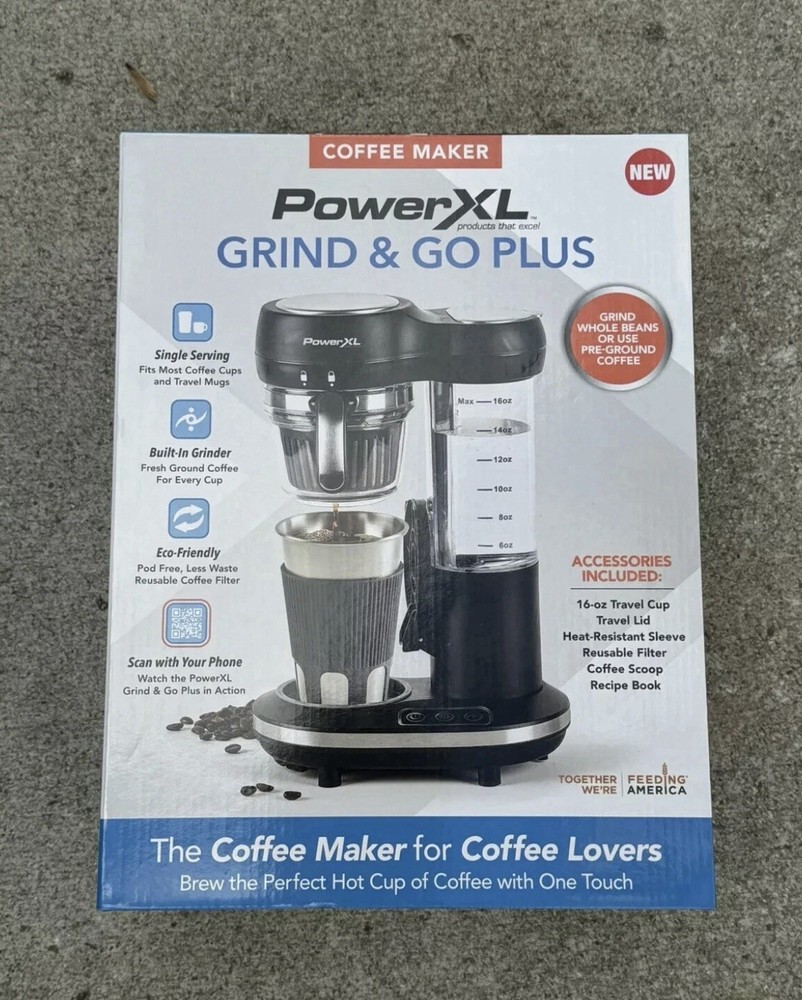Grind and Go Plus Coffee Maker, Automatic Single-Serve Coffee Machine with 16-Oz