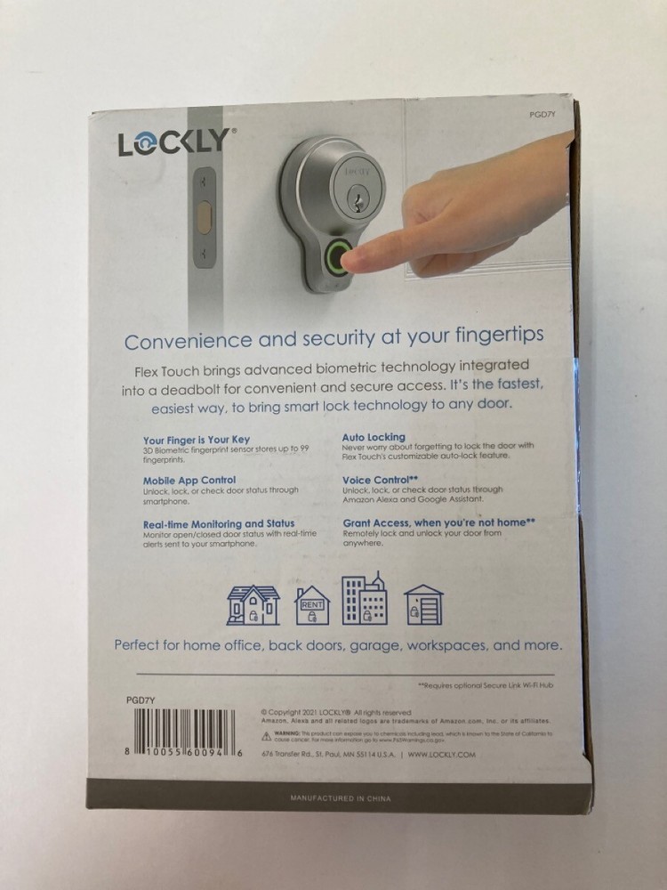 LOCKLY- FLEX TOUCH DEADBOLT-finger print deadbolt lock (HA2034254)