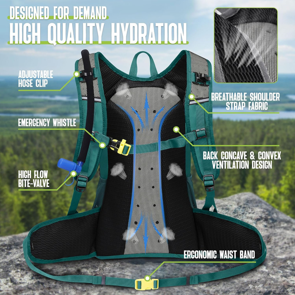Hydration Backpack, 18L Multipurpose Hiking Backpack with 3L Water Bladder, Wate