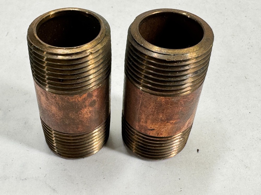 (2-PACK) Brass Nipple 3/4" NPT Schedule 40 x 2" Long, Thread Both Ends