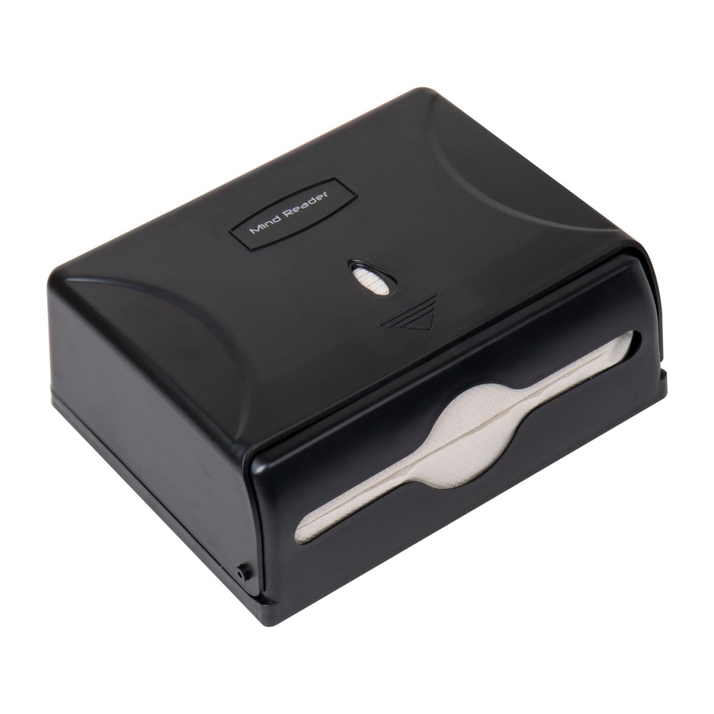 Mind Reader Tri-Fold Paper Towel Dispenser for Restroom Wall Mount Black