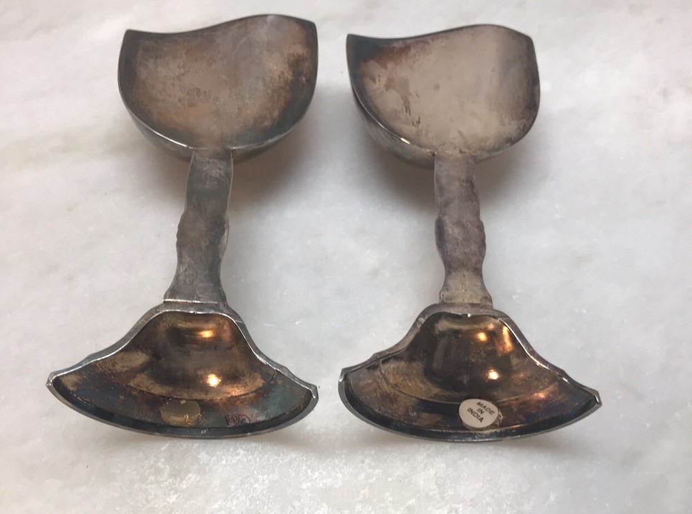 Silver Plate Toasting Wine Goblets Nesting Bride Groom Wedding Anniversary 6.5”