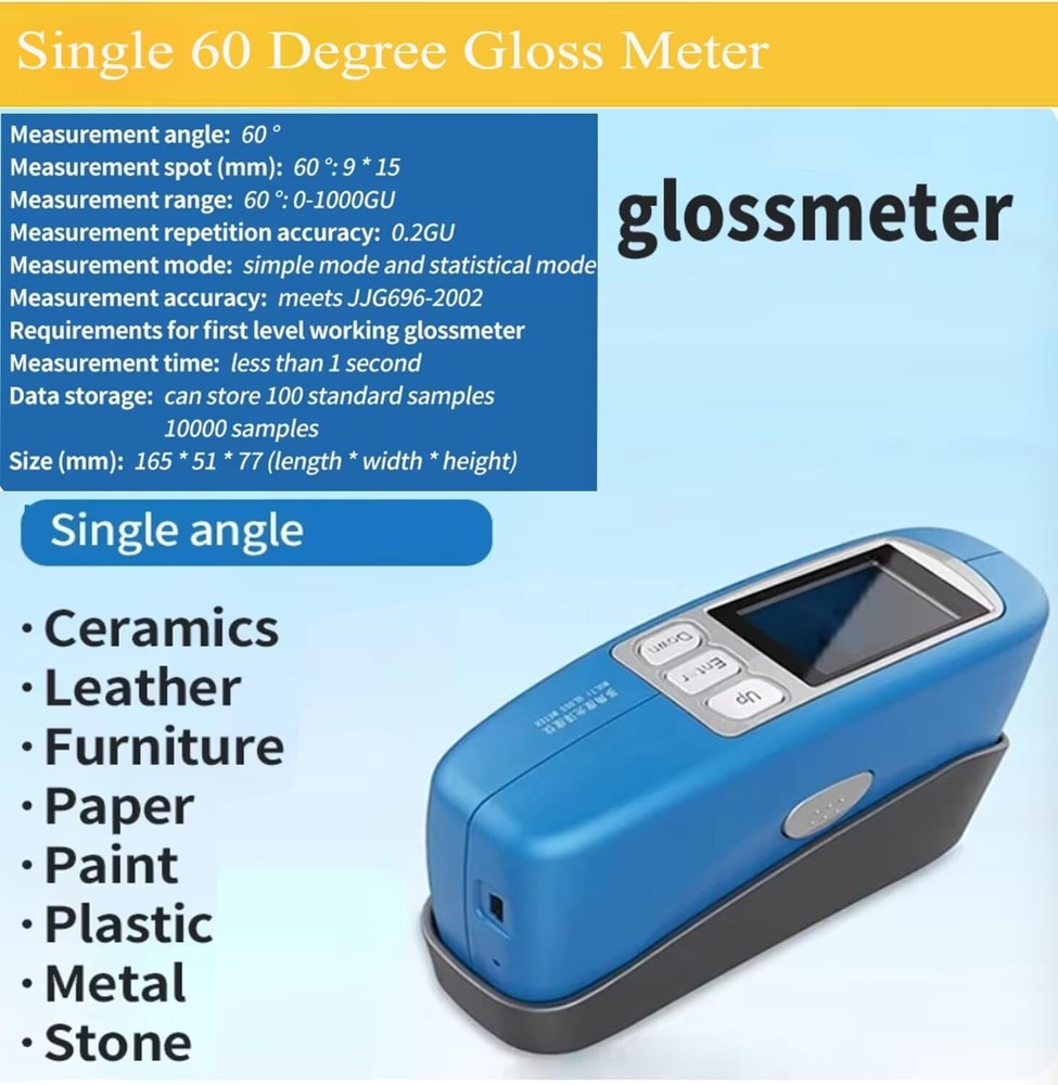 Glossmeter 60° Gloss Meter with Range 0 to 1000GU Data Storage Function