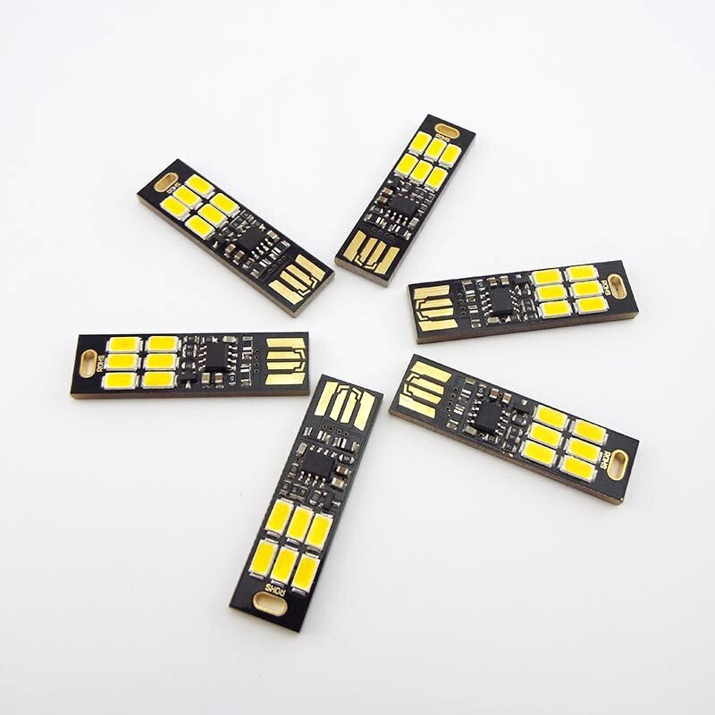 Portable 6-LED USB Power Night Light 1W 5V Touch Dimmer Function Warm Light Lamp