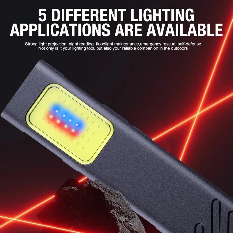 Magnetic EDC Flashlight 550LM Mini USB-C Work Light with Cap Clip & Warning LED.