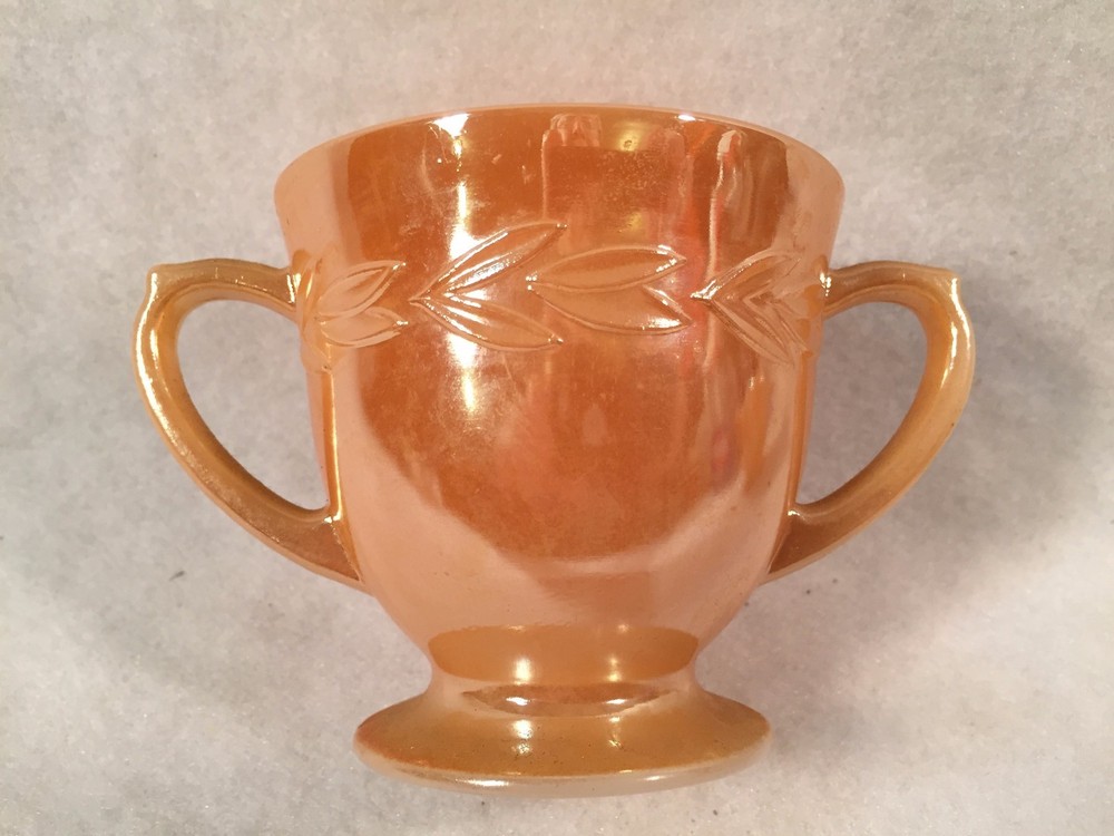 Fire King Peach Luster LAUREL LEAF Cream & Sugar
