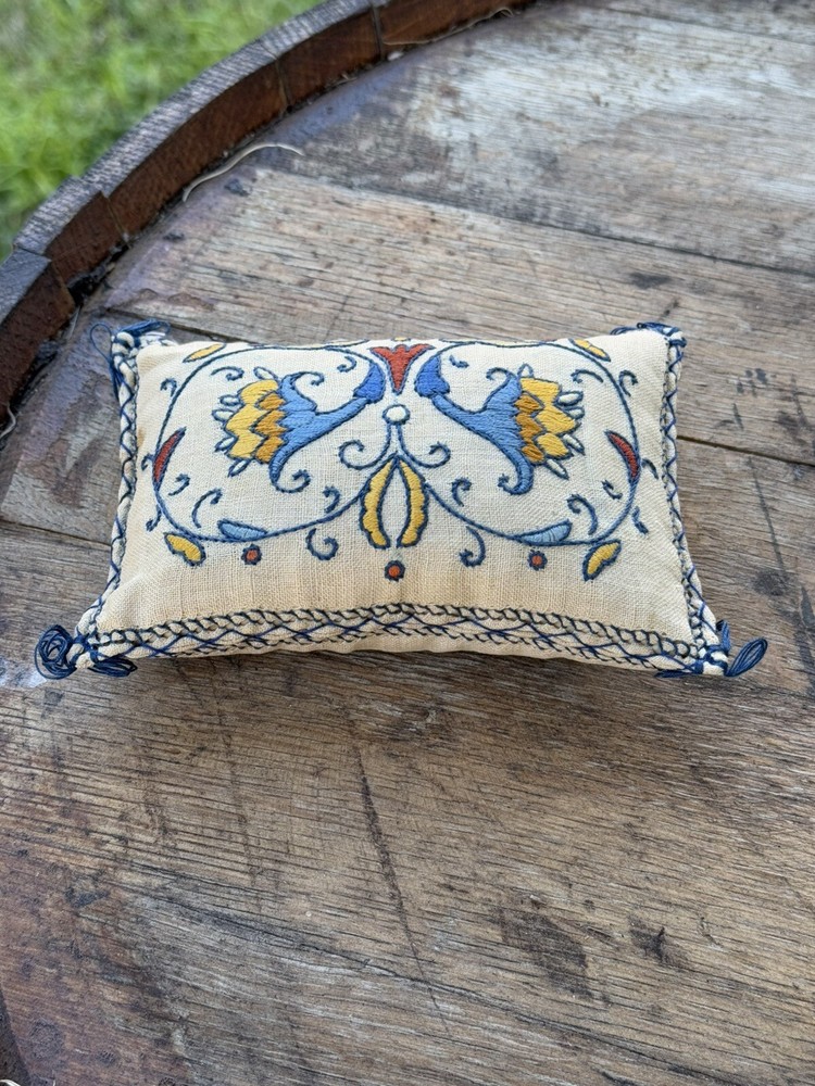 Antique Crewel Work Pin Cushion