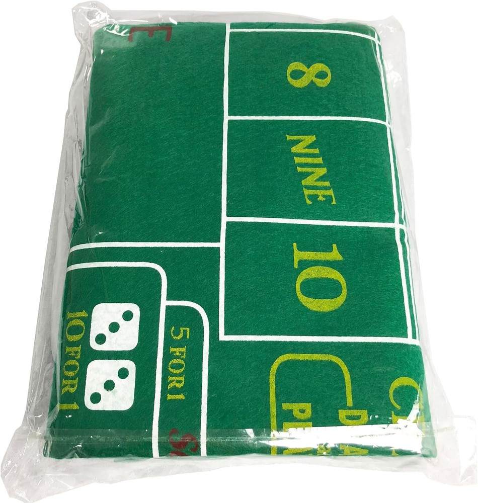 Craps Table Top Felt Layout - 36" x 72" Rectangle 36" x 72", Green
