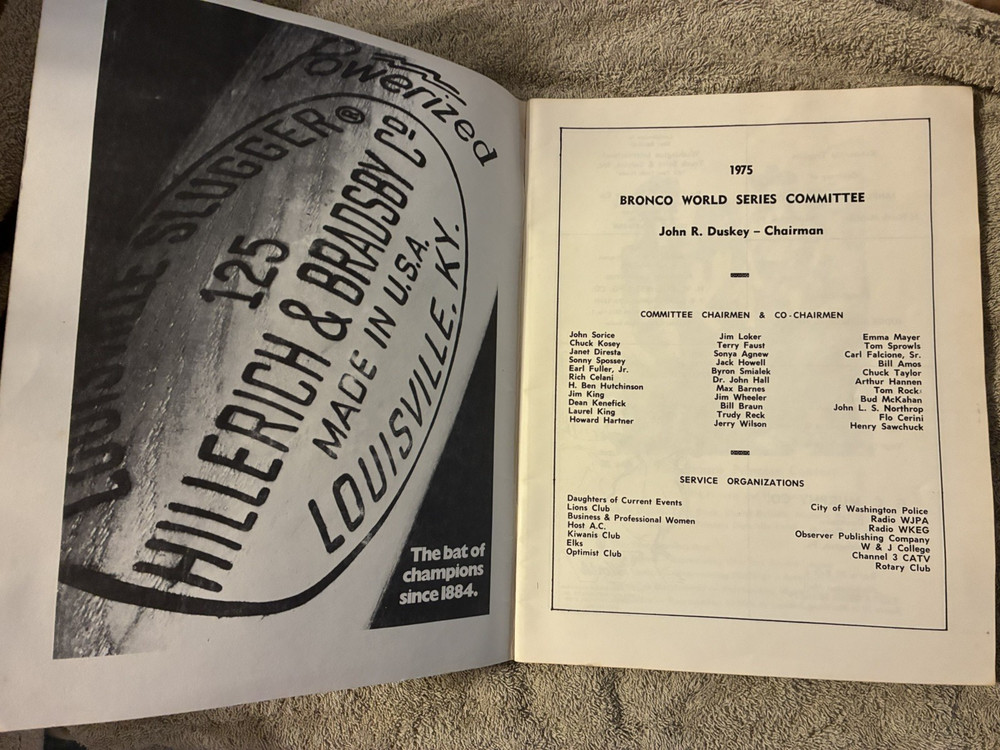1975 Bronco League Baseball World Series Program--Free Ship