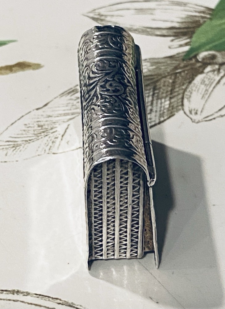 Antique Sterling Silver Book Pill Box