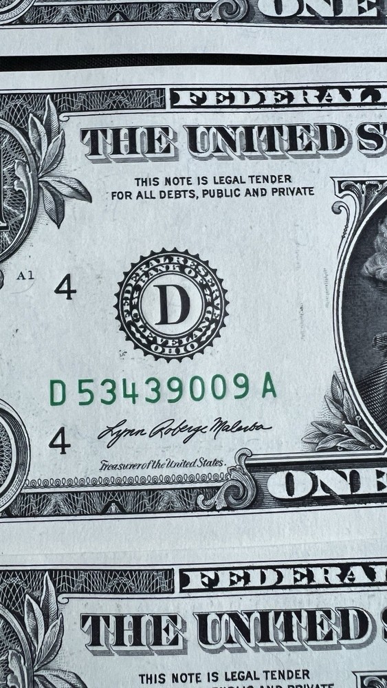 Rare Uncirculated Sequential $1 Bills w/ Multiple Printing Errors - 10 Count