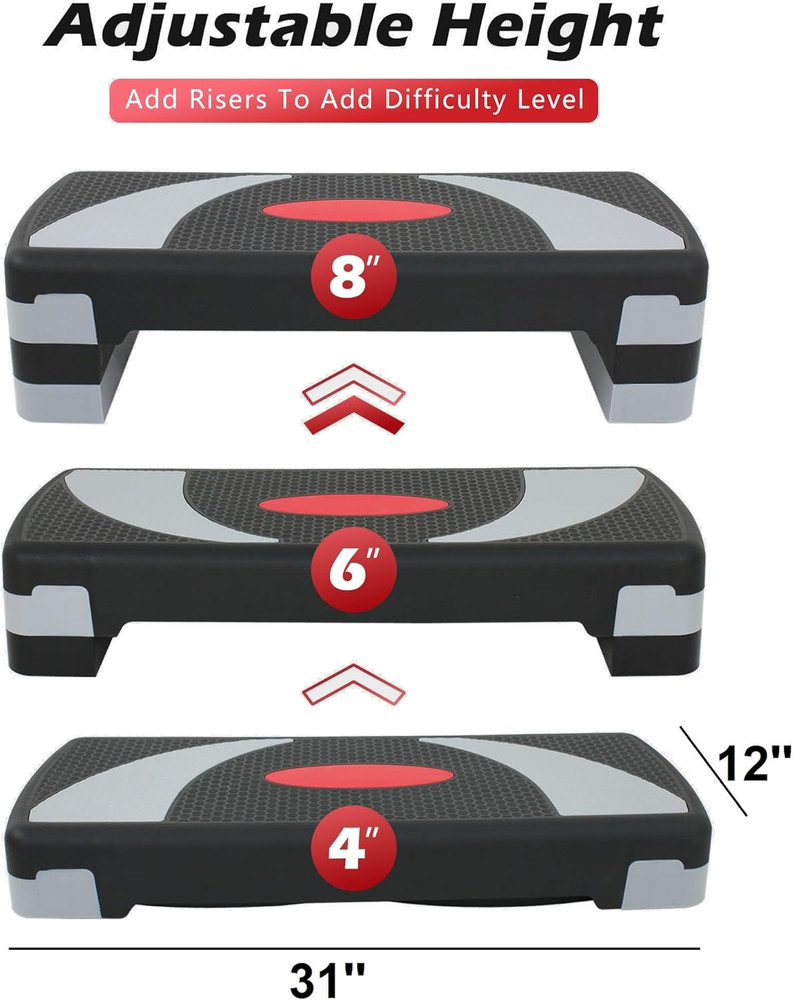 ZENY 31’’ Aerobic Step Platform, Adjustable Exercise Workout Stepper with Stable