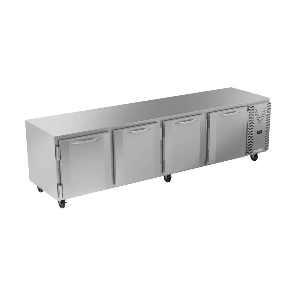 Victory VUR119HC 119" 4-Section Undercounter Refrigerator w/ 4 Solid Doors, 4...