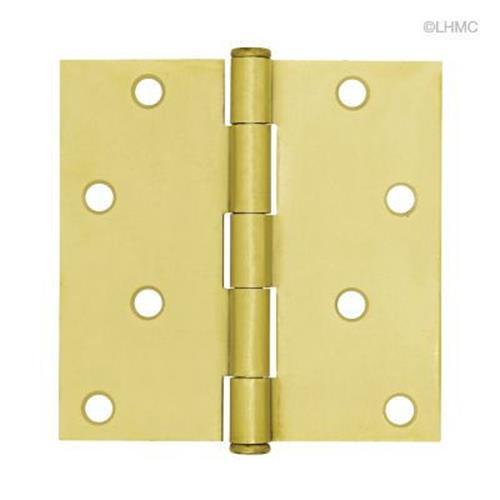 (5 Pack) 4 inch Satin Brass Square Corner Hinge