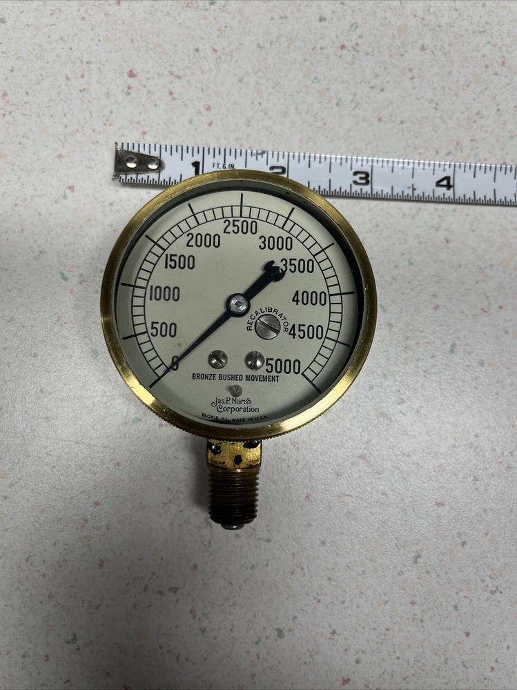 Marsh 5000 PSI Brass Pressure Guage