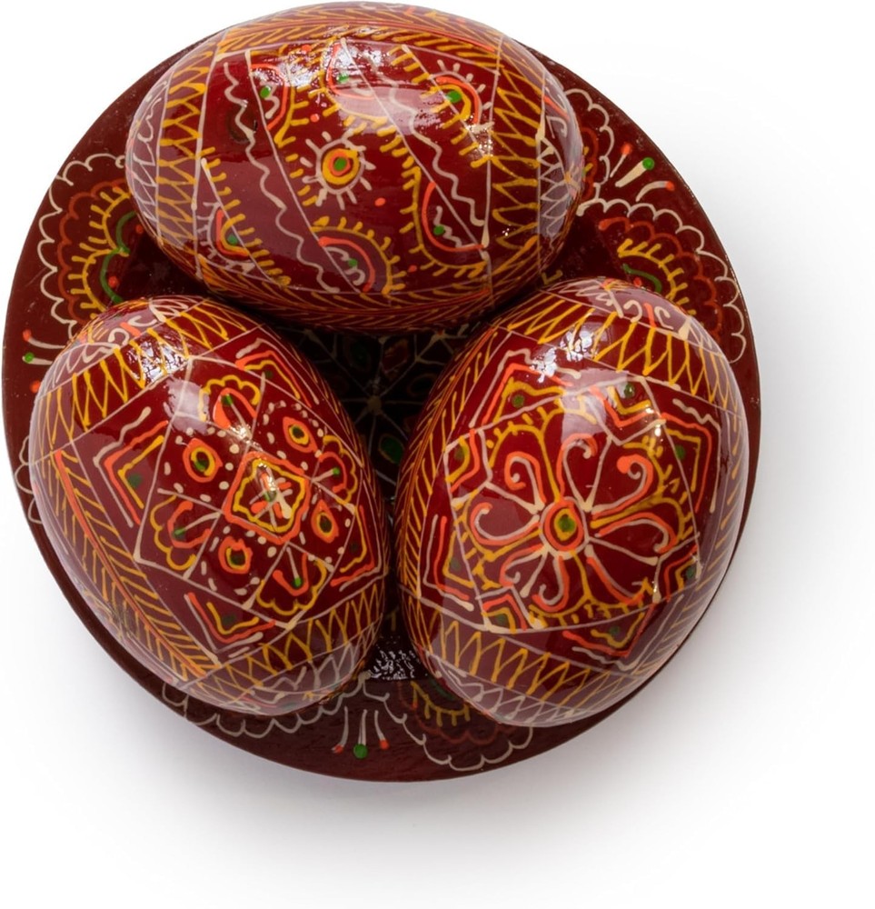 LOVARE Hand Painted Wooden Ukrainian Easter Eggs 2,5’’ Pysanky Mini Easter E