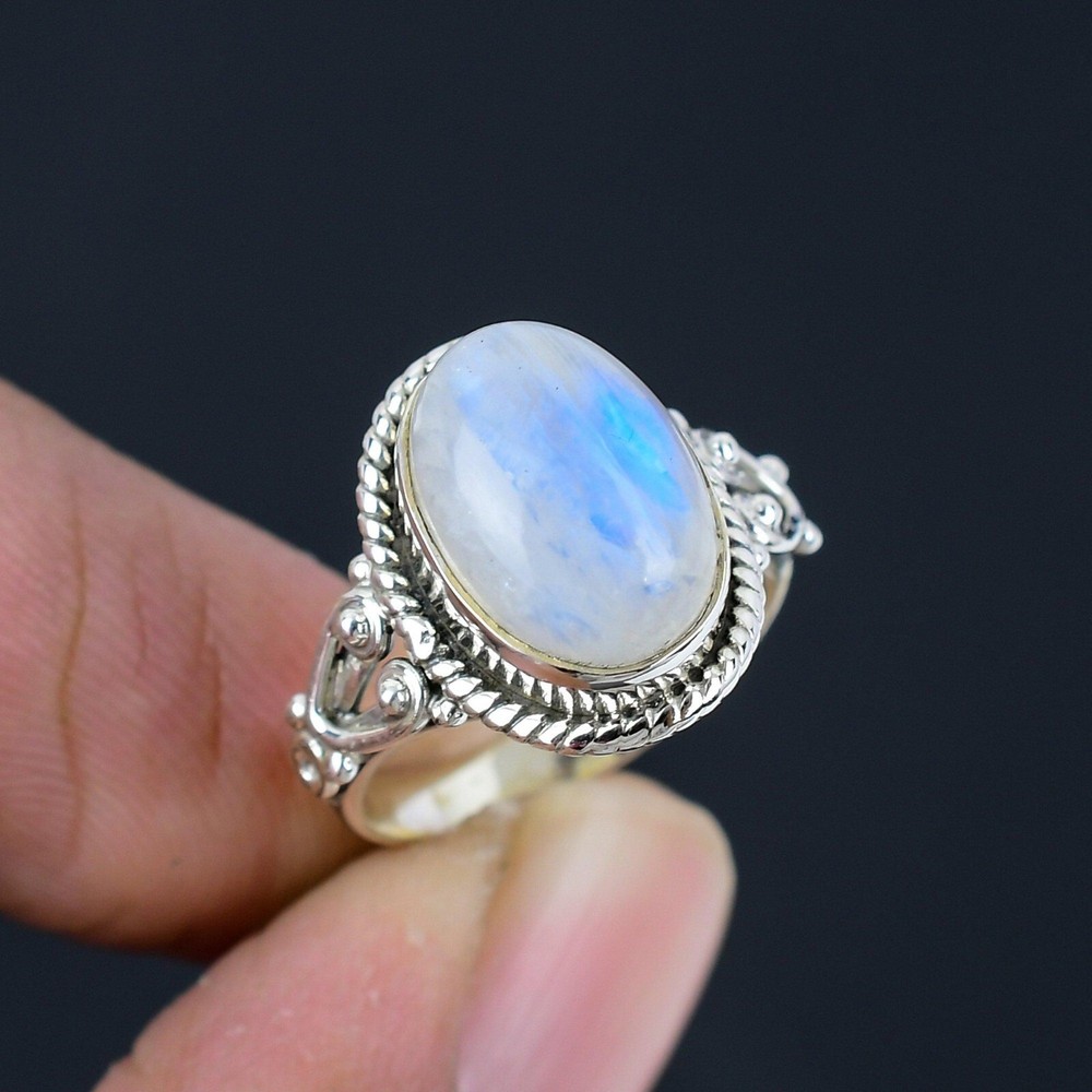 Moonstone Ring 925 Sterling Silver Ring Handmade Gemstone Ring Women's Ring