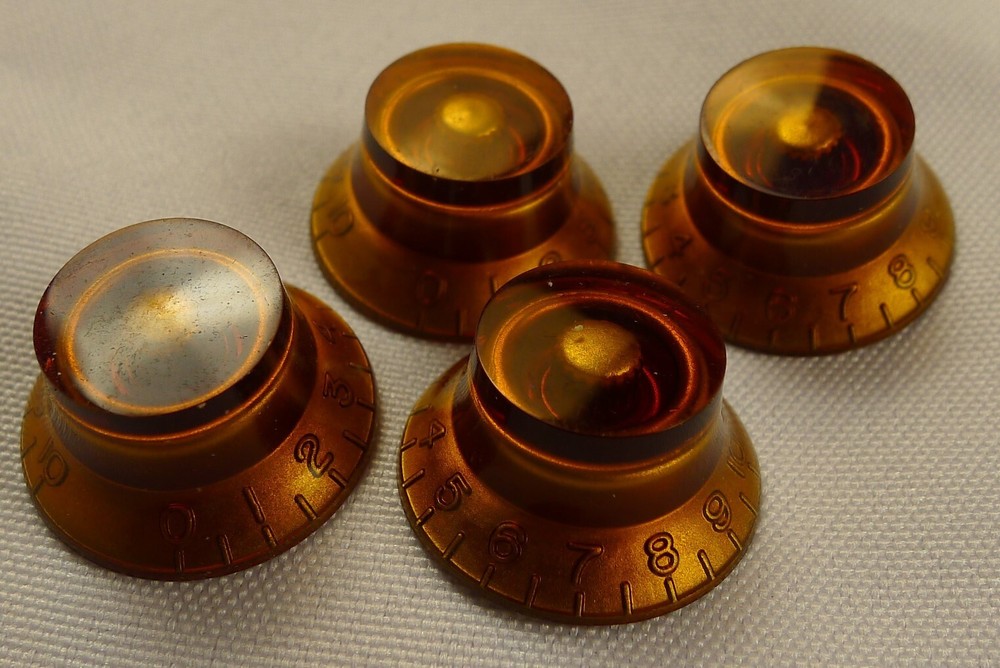4 pieces Genuine Epiphone Bell Hat Speed Knobs Amber