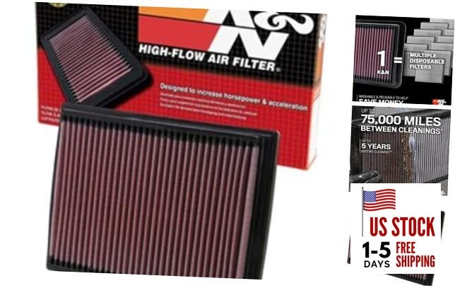 Engine Air Filter: Reusable, Clean Every 75,000 Miles, Washable, Replacement
