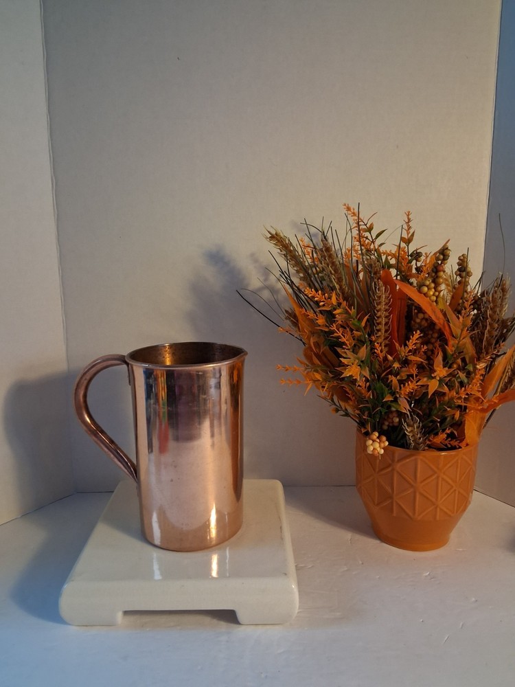 Copper Water Pitcher/Floral Vase; Pretty! EUC!