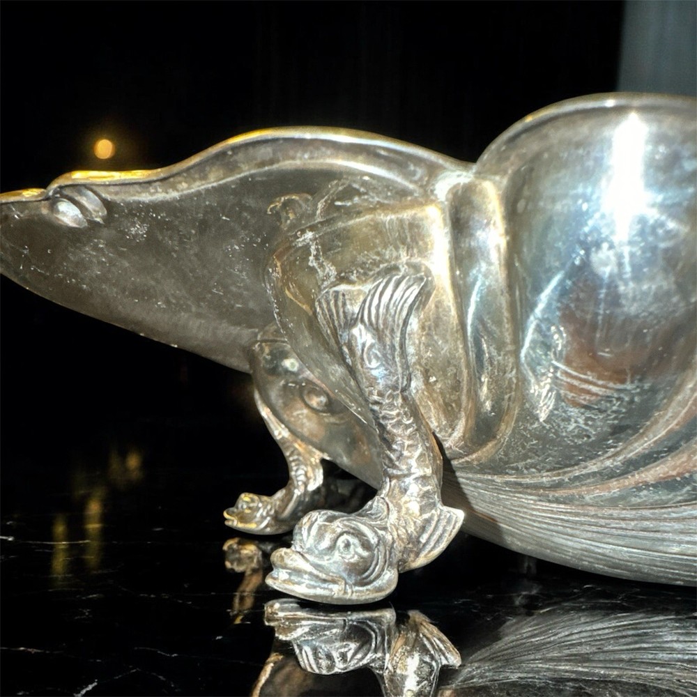 Silver Plated Clam Shell Dish With Fish Feet. Made By Crescent