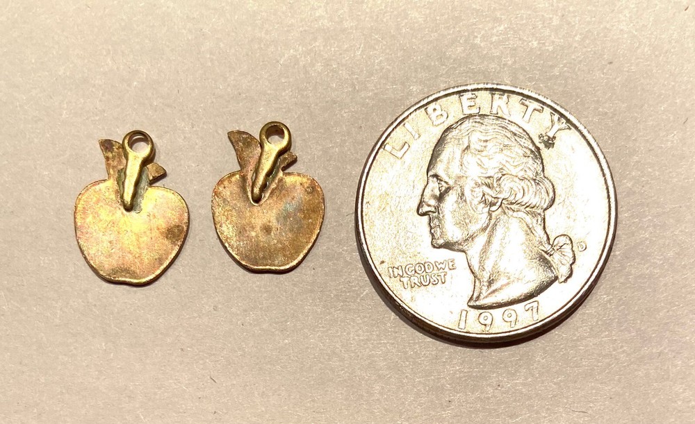 30 pcs. Raw Brass Stamping Finding- SMALL APPLE FRUIT CHARM Shape