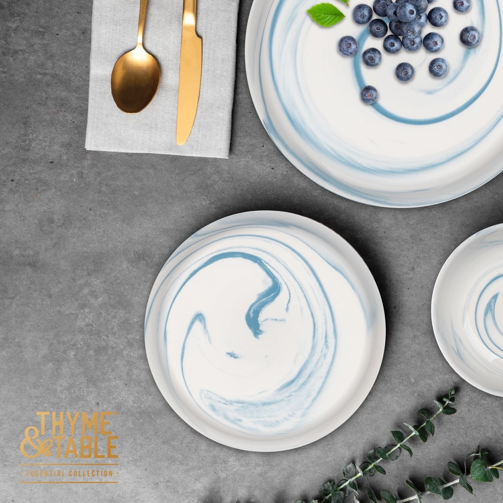 Thyme & Table Gray Marble Ceramic Salad Plate
