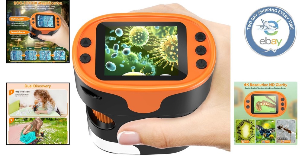 Handheld 4K Microscope for Kids - 1000X Magnification in a Compact Design