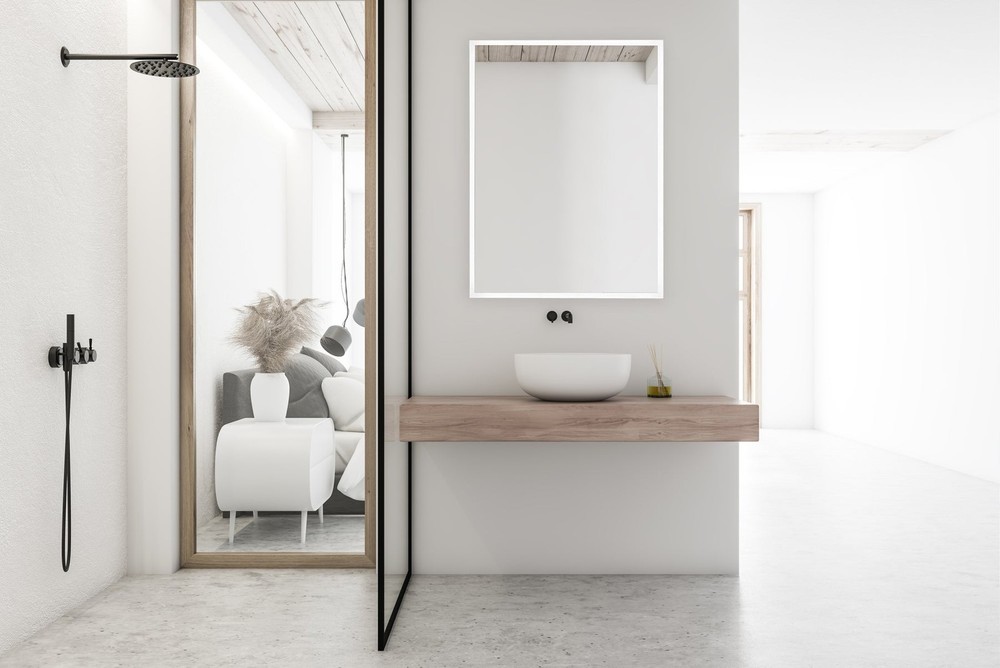 LYLA I LED LIGHTED BATHROOM CABINET VANITY SQUARE MIRROR - Right Side