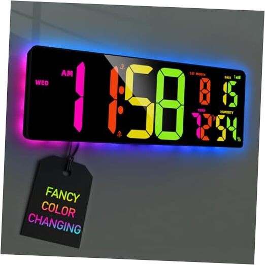 17.2'' Bluetooth Large Digital Wall Clock, LED Large Display Timer with Rgb