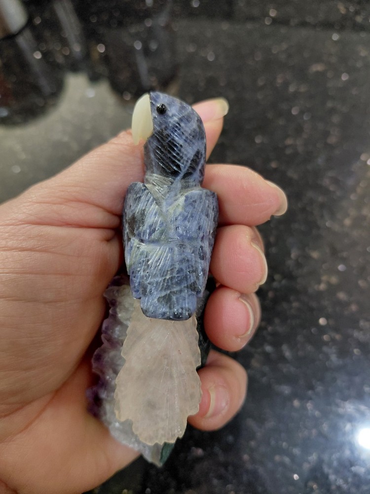 Beautiful Stone Bird on Amethyst Base