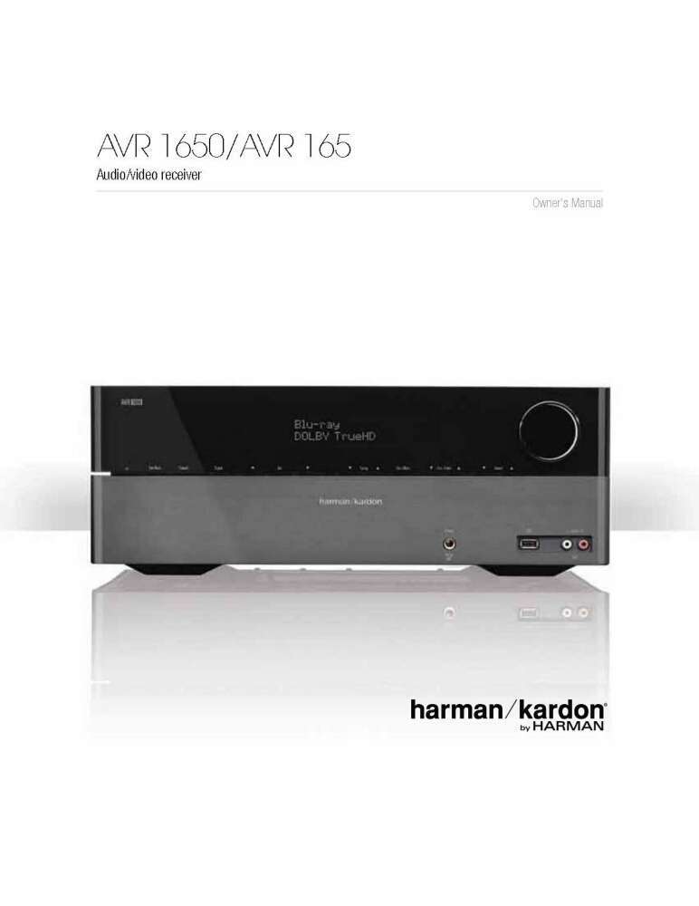 Harman Kardon AVR165 Receiver Owners Manual