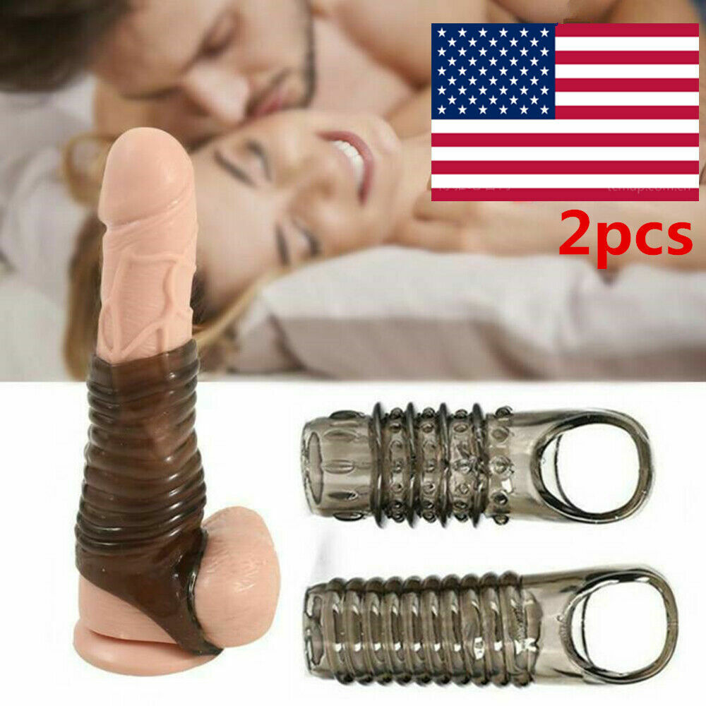 Men Penis-Sheath-Penis Extender-Erection-Enlarger Enhancer Sleeve-Ribbed-Ring