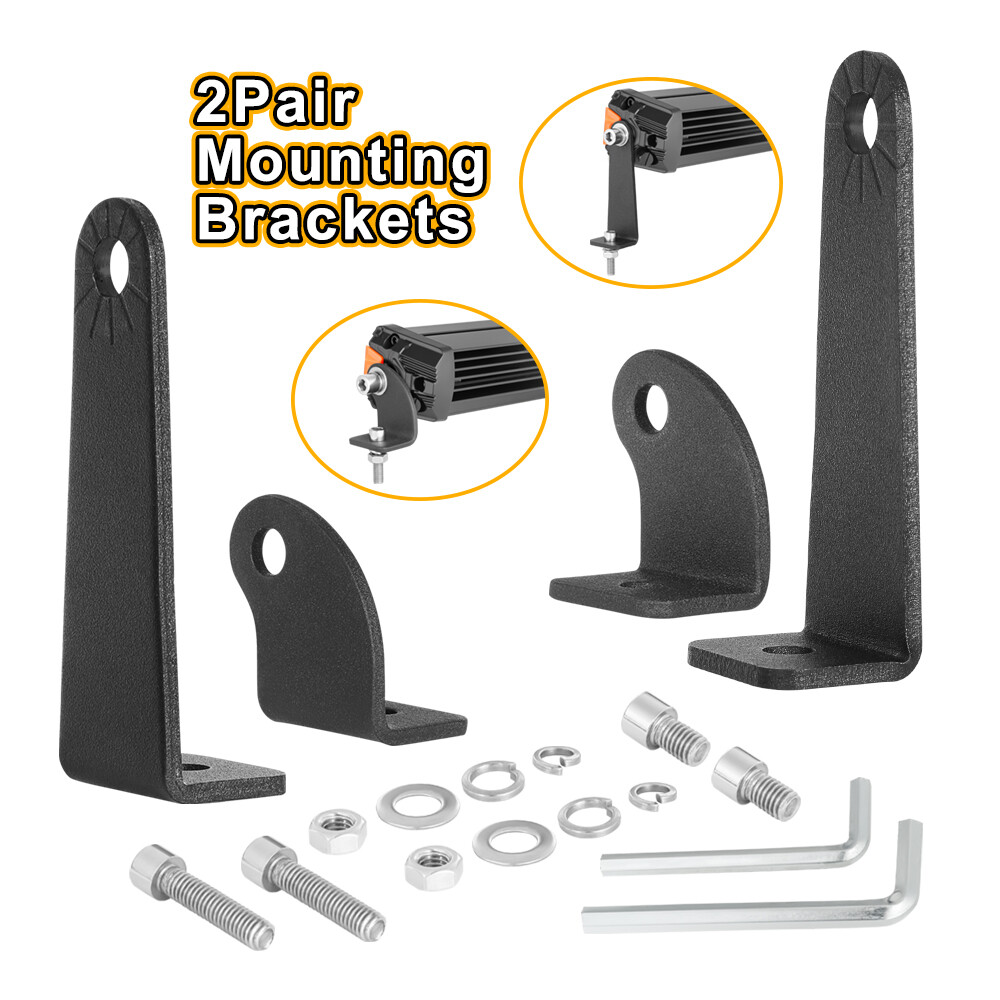 2Pack Universal Side Mounting Brackets For Straight or Curved LED Work Light Bar