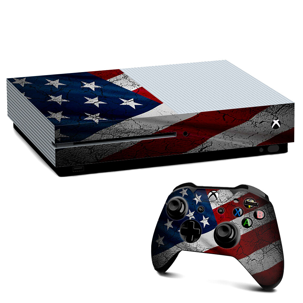 Xbox One S Console Skins Decal Wrap ONLY American Flag distressed wave