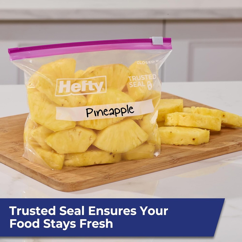 Hefty Slider Kitchen Storage Bags, Quart Size, 20 Count