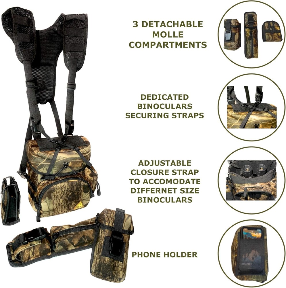 Binoculars Harness Case Pack, Bino Pack with Rangefinder Compartment - Detachabl