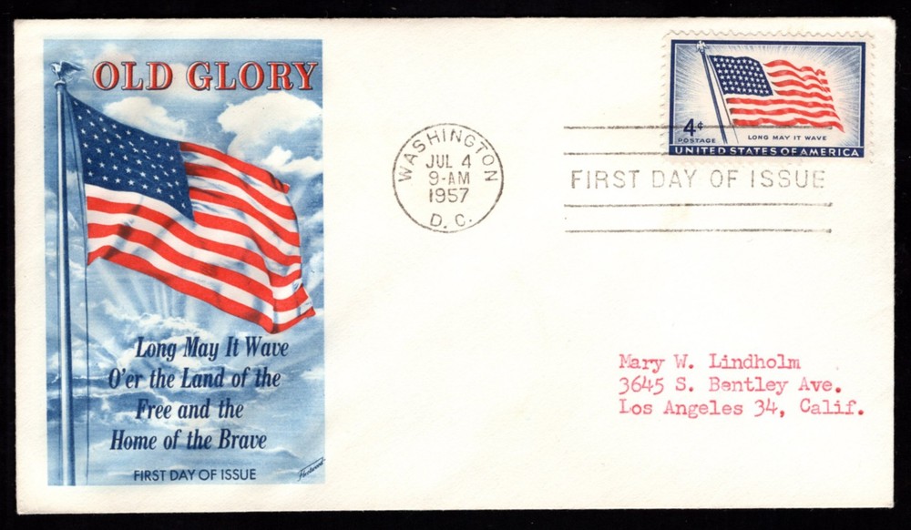 US 1957  - Old Glory - First Day cover with  Scott # 1094