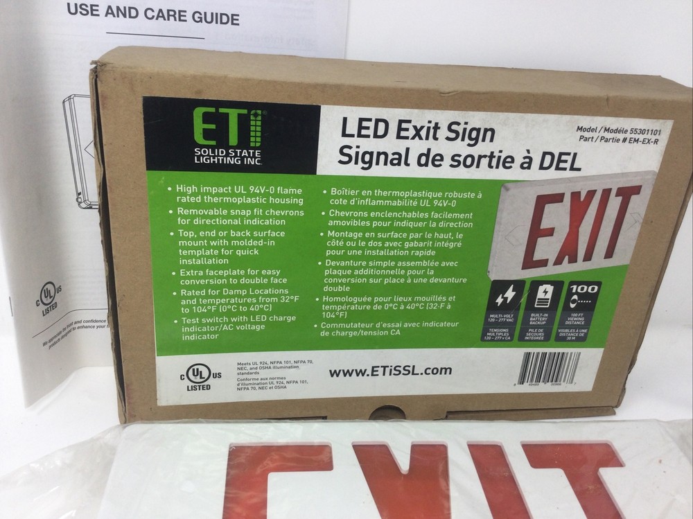 ETI LED Emergency Exit Light Sign Red Model 55301101