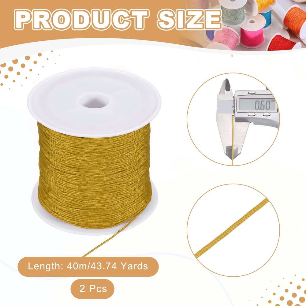 2 pcs 0.6mm String for Bracelets, 44 Yards Beading Thread(Earthy Yellow)