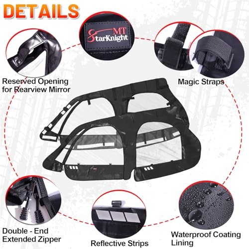 RZR XP4 1000 Cab Enclosure Upper Doors, 4 Seater Soft Side Windows With