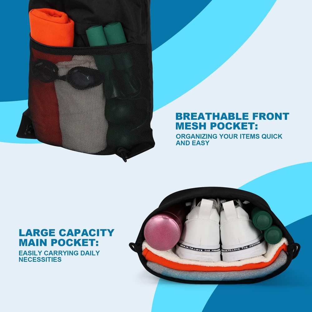 TILYMOL Drawstring Backpack Gym Bag - String for 20L, 1 Pack-black