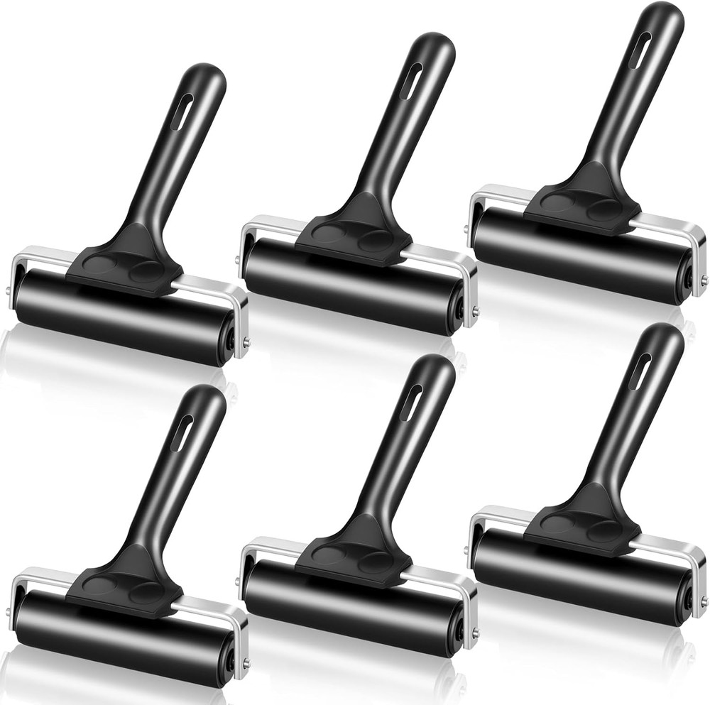 6 Pack 4" Rubber Brayer Roller Hard Rubber Rollers Crafting Printing Printmaking